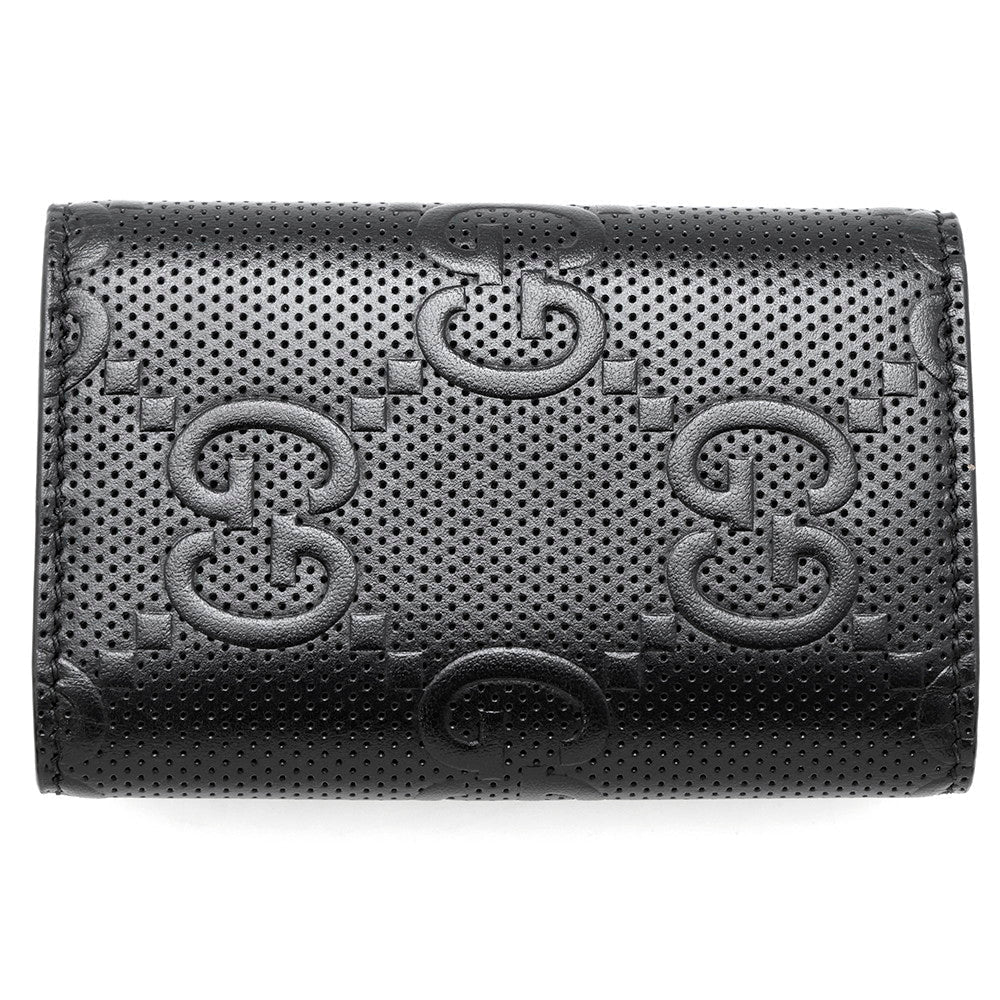 GUCCI ?GG Embossed 6-Key Case Black625565 Leather
