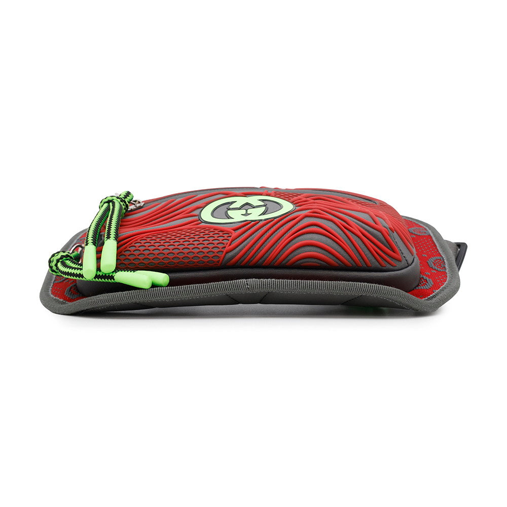 GUCCI ?GG Nylon belt bag Gray/Red/Green752102 Nylon Rubber