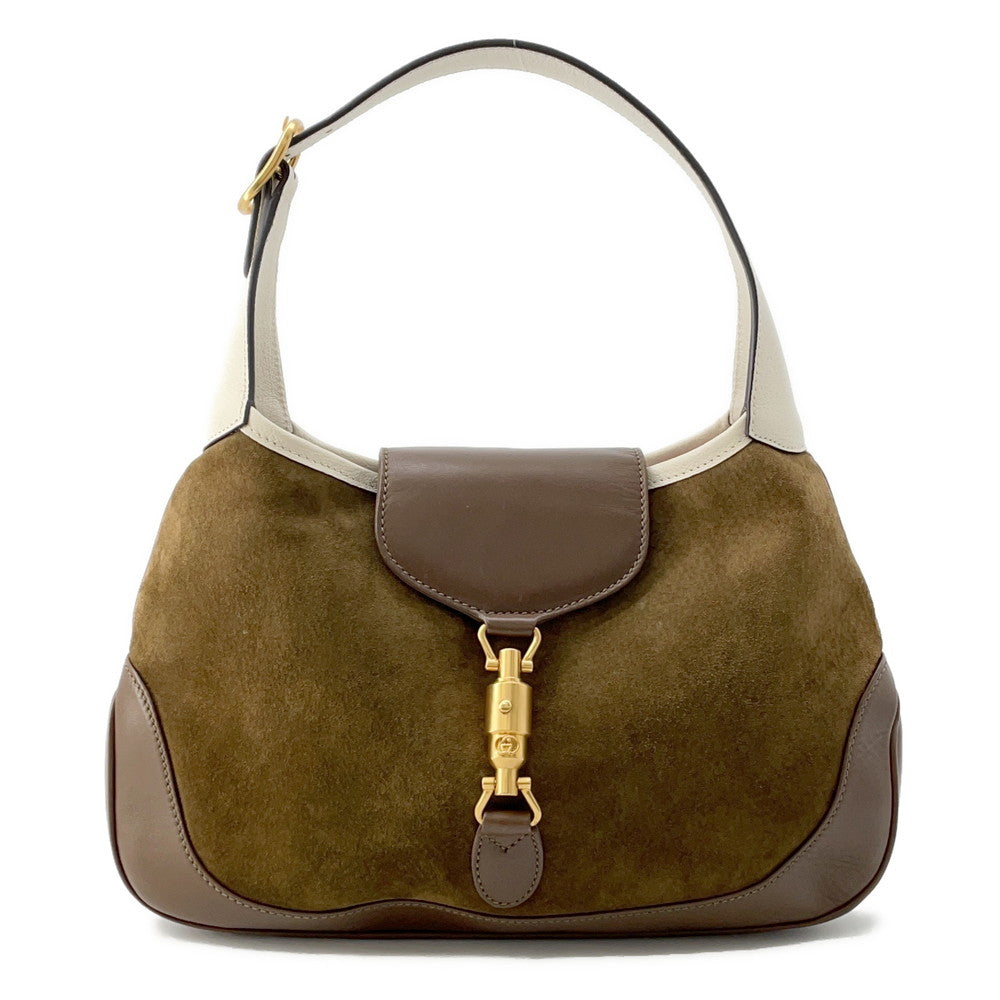 GUCCI Jackie   Shoulder Bag Brown Suede leather