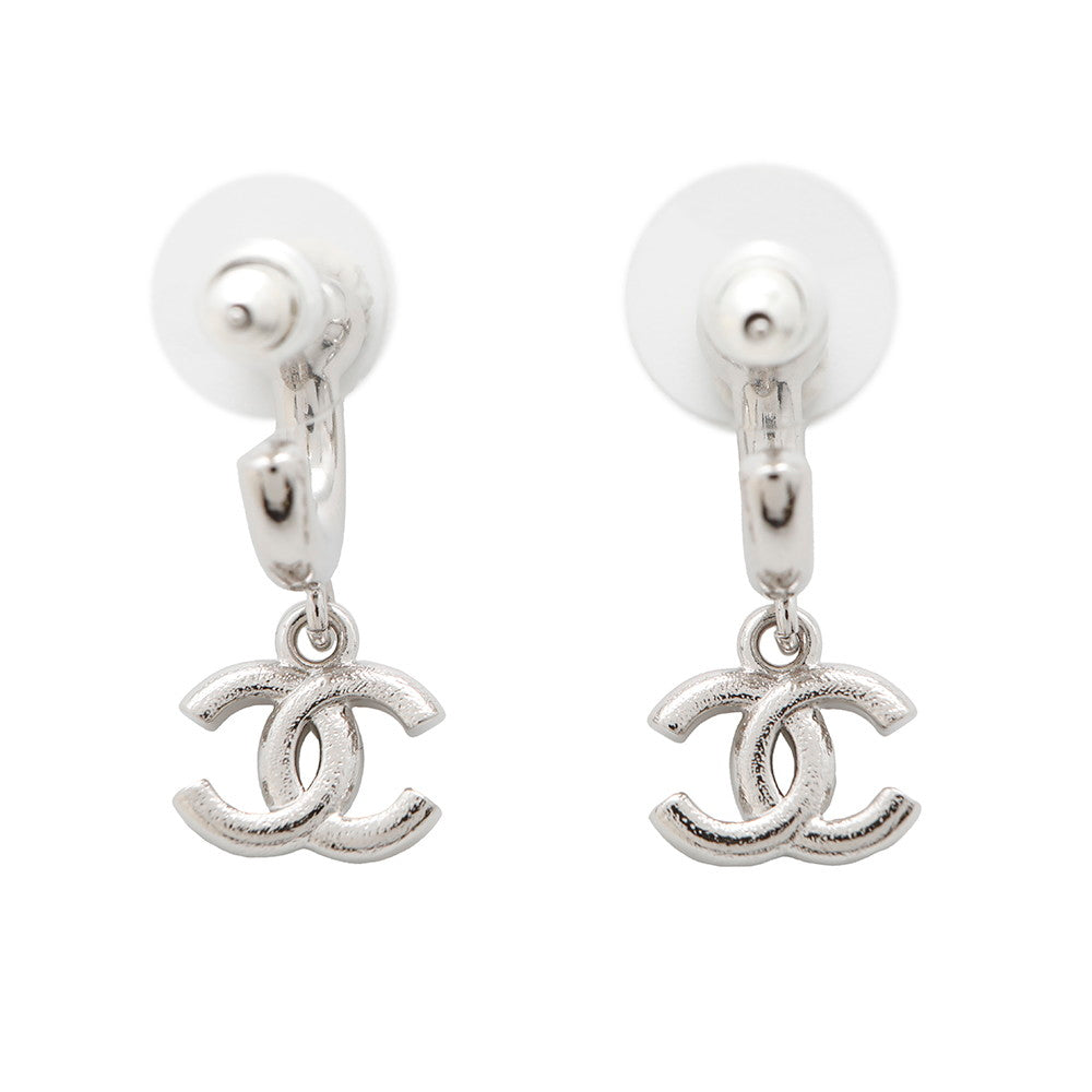 CHANEL CC Logo Heart Earrings SilverABF778 Metal Rhinestone