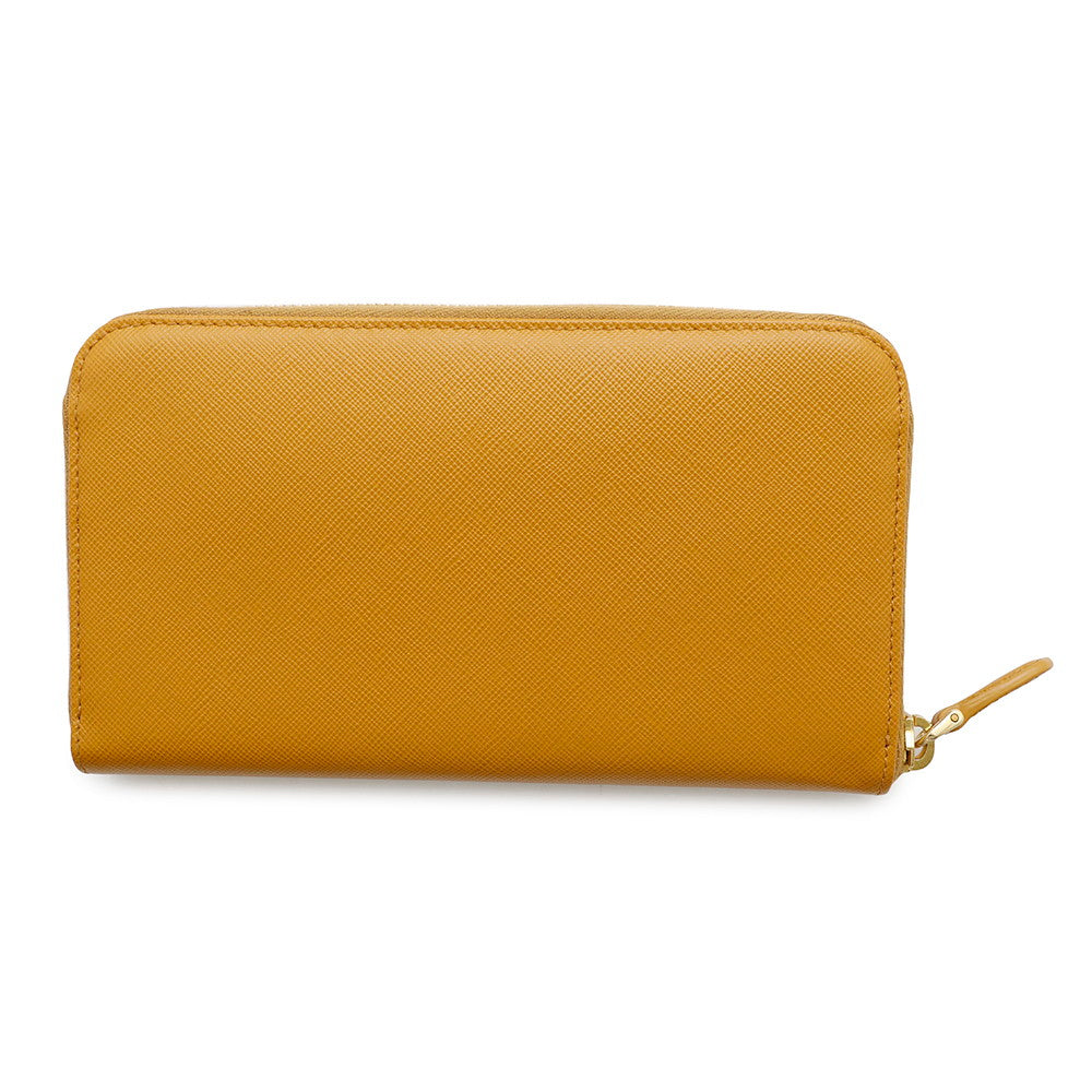 PRADA ?Zip Around Long Wallet Orange1M0506 Leather