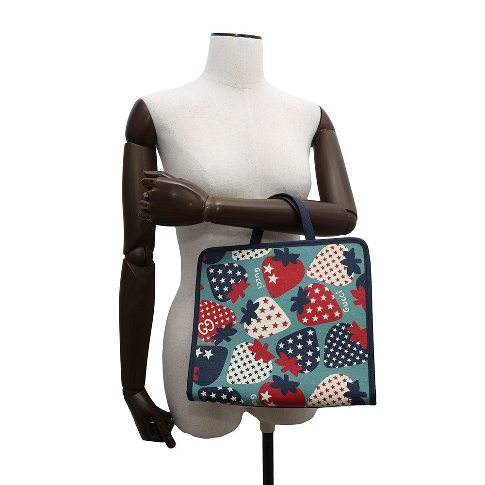 GUCCI ?Children's Higuchi Yuko 2-way tote bag Blue630542 PVC Leather
