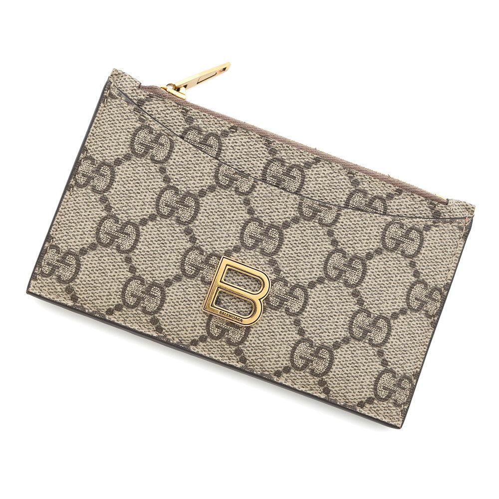 GUCCI ?BALENCIAGA Collaboration Hacker Project B Logo Coin Card Case Beige681701 PVC/Leather