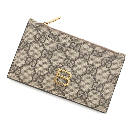 GUCCI ?BALENCIAGA Collaboration Hacker Project B Logo Coin Card Case Beige681701 PVC/Leather