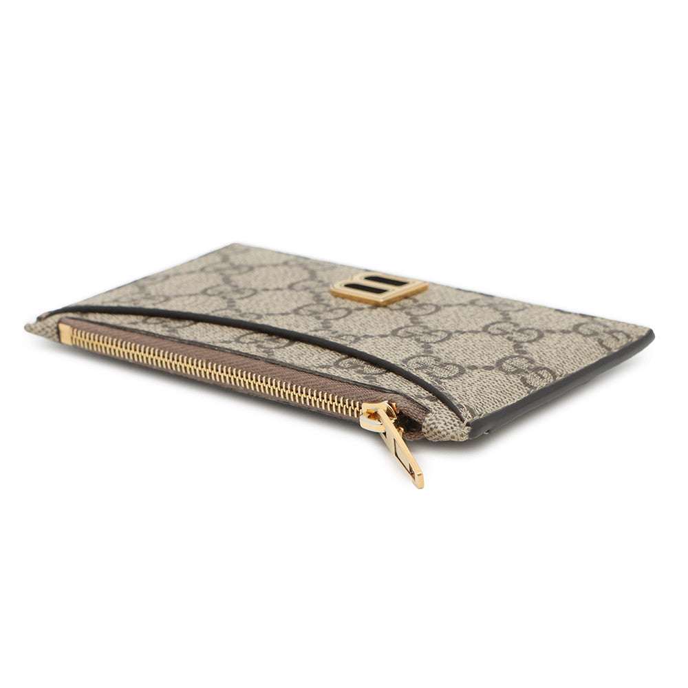 GUCCI ?BALENCIAGA Collaboration Hacker Project B Logo Coin Card Case Beige681701 PVC/Leather