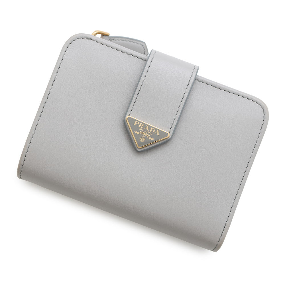 PRADA ?City Calf Tab Wallet Gray1ML018 Leather