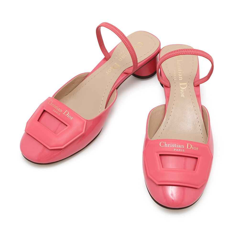 Dior ?DAY Slingback Pumps PinkKCB828VCA Leather Patent Leather Size 34