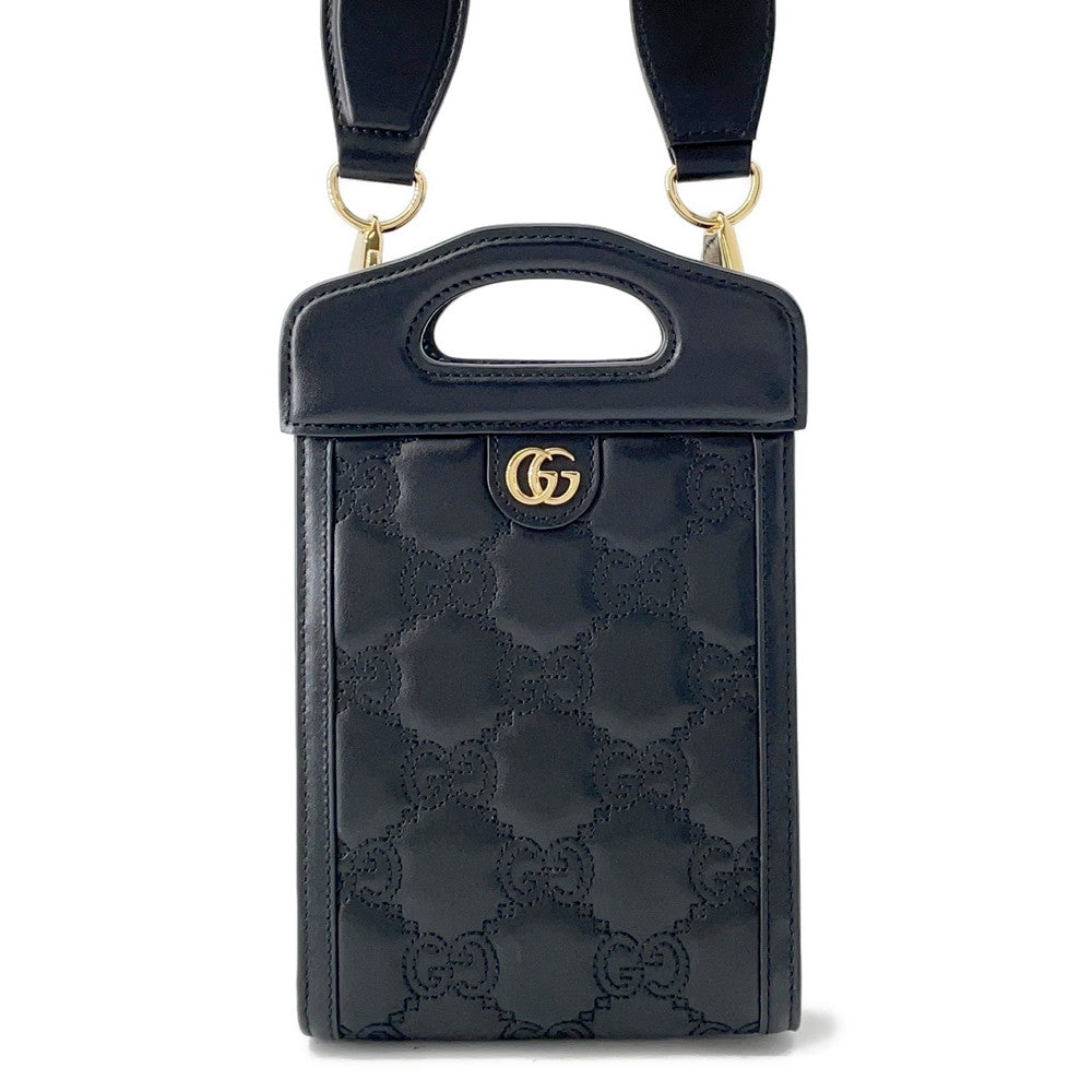 GUCCI ?GGMatelasse Top Handle 2-Way Shoulder Bag Black723776 Leather Size Mini