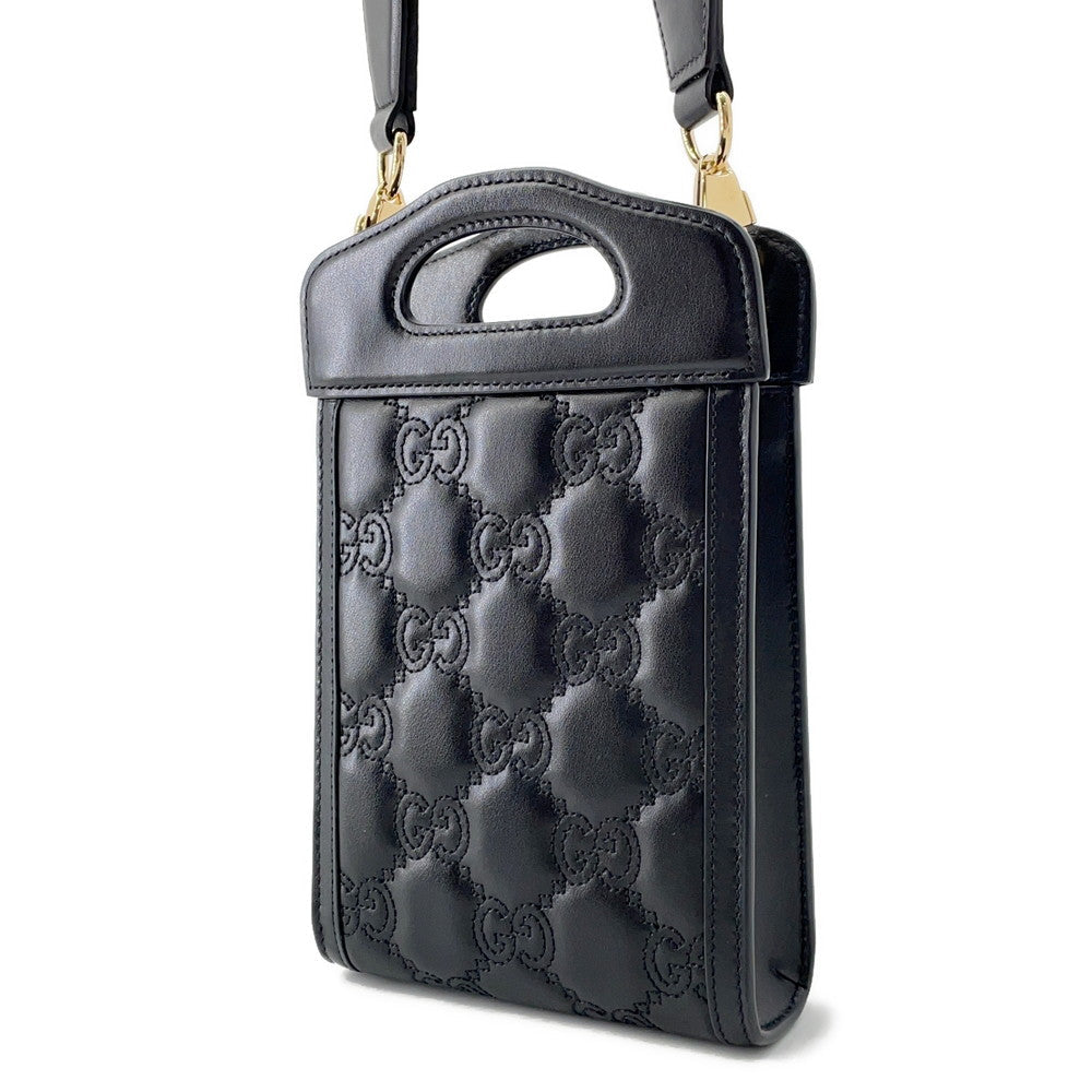 GUCCI ?GGMatelasse Top Handle 2-Way Shoulder Bag Black723776 Leather Size Mini