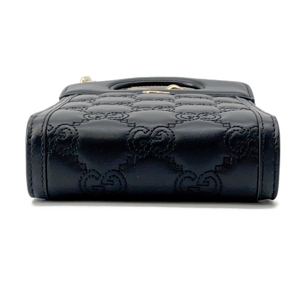 GUCCI ?GGMatelasse Top Handle 2-Way Shoulder Bag Black723776 Leather Size Mini
