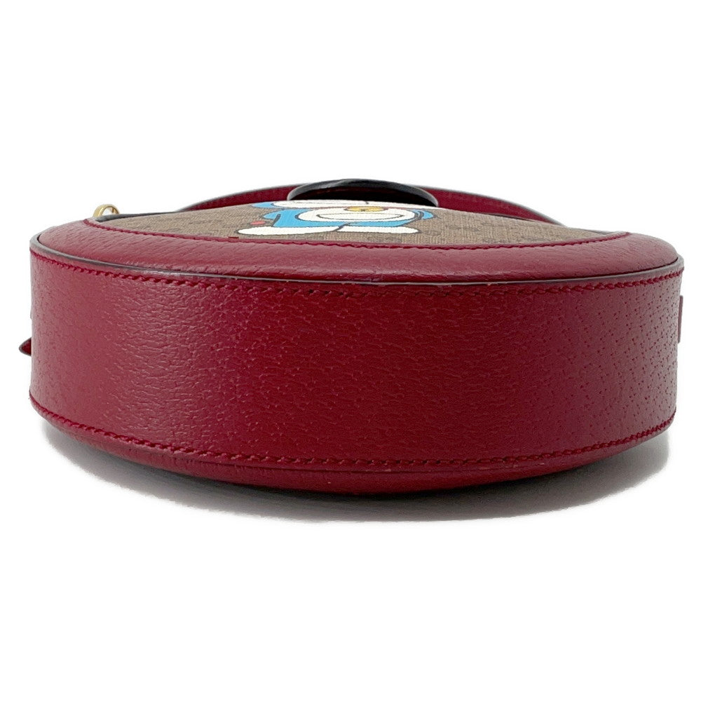 GUCCI ?GG Supreme Round Shoulder Bag Doraemon Collaboration Brown/Red625216 PVC Leather