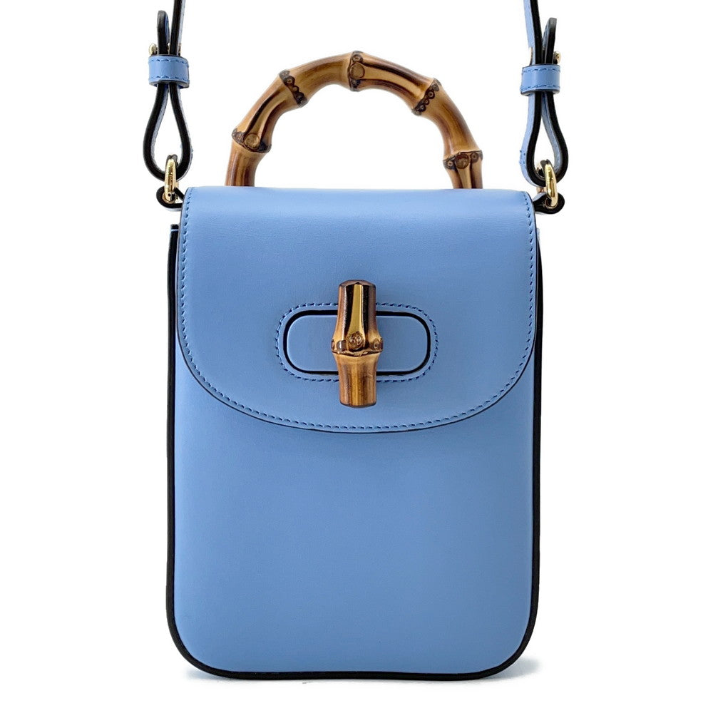 GUCCI ?Bamboo Mini 3WAY Backpack Light Blue702106 Leather Bamboo