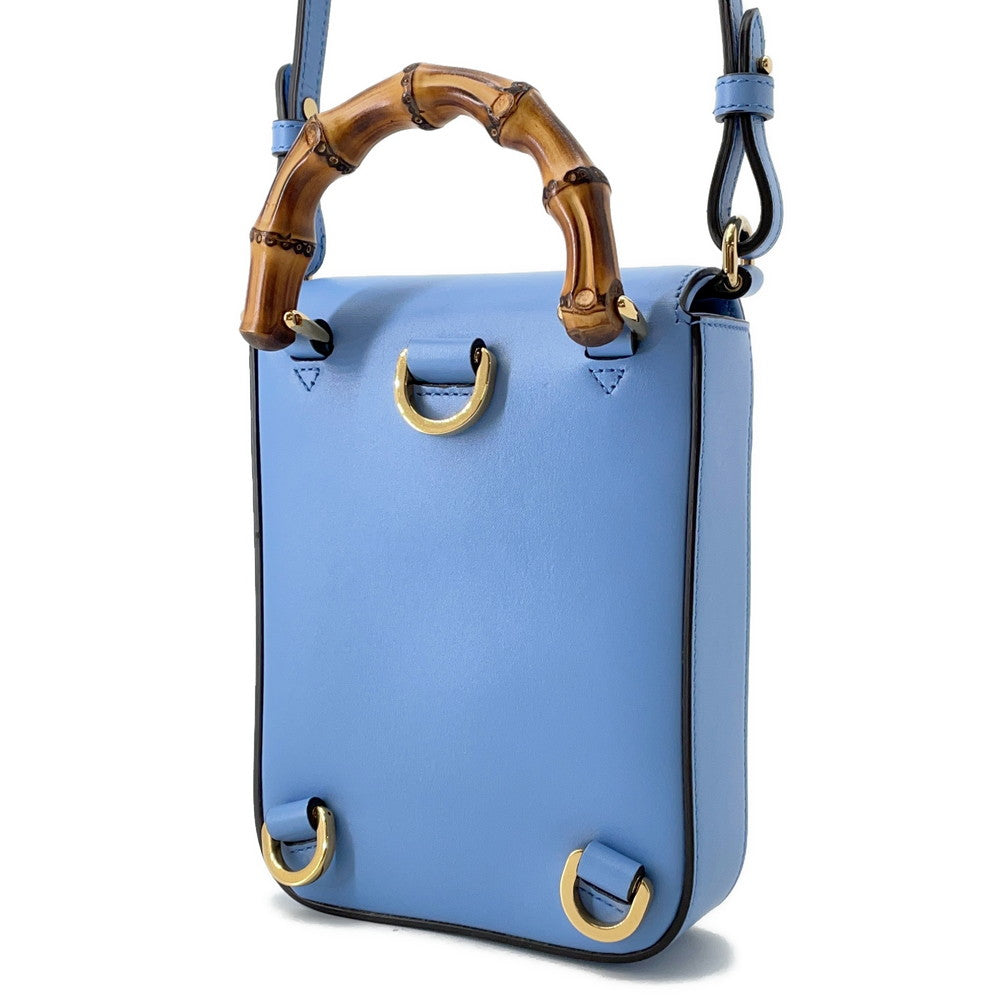 GUCCI ?Bamboo Mini 3WAY Backpack Light Blue702106 Leather Bamboo