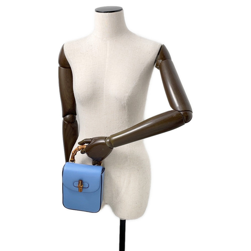 GUCCI ?Bamboo Mini 3WAY Backpack Light Blue702106 Leather Bamboo