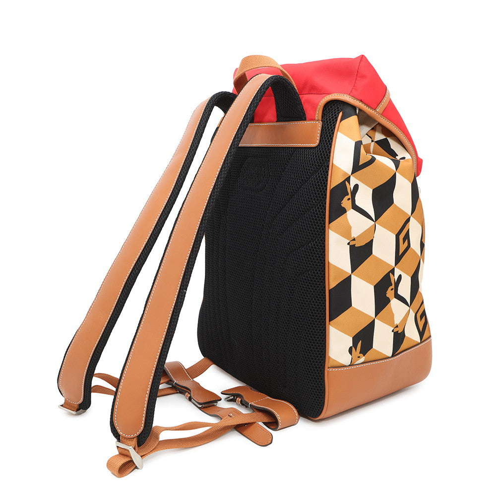GUCCI ?Interlocking G Backpack Brown/Red696013 Nylon Leather