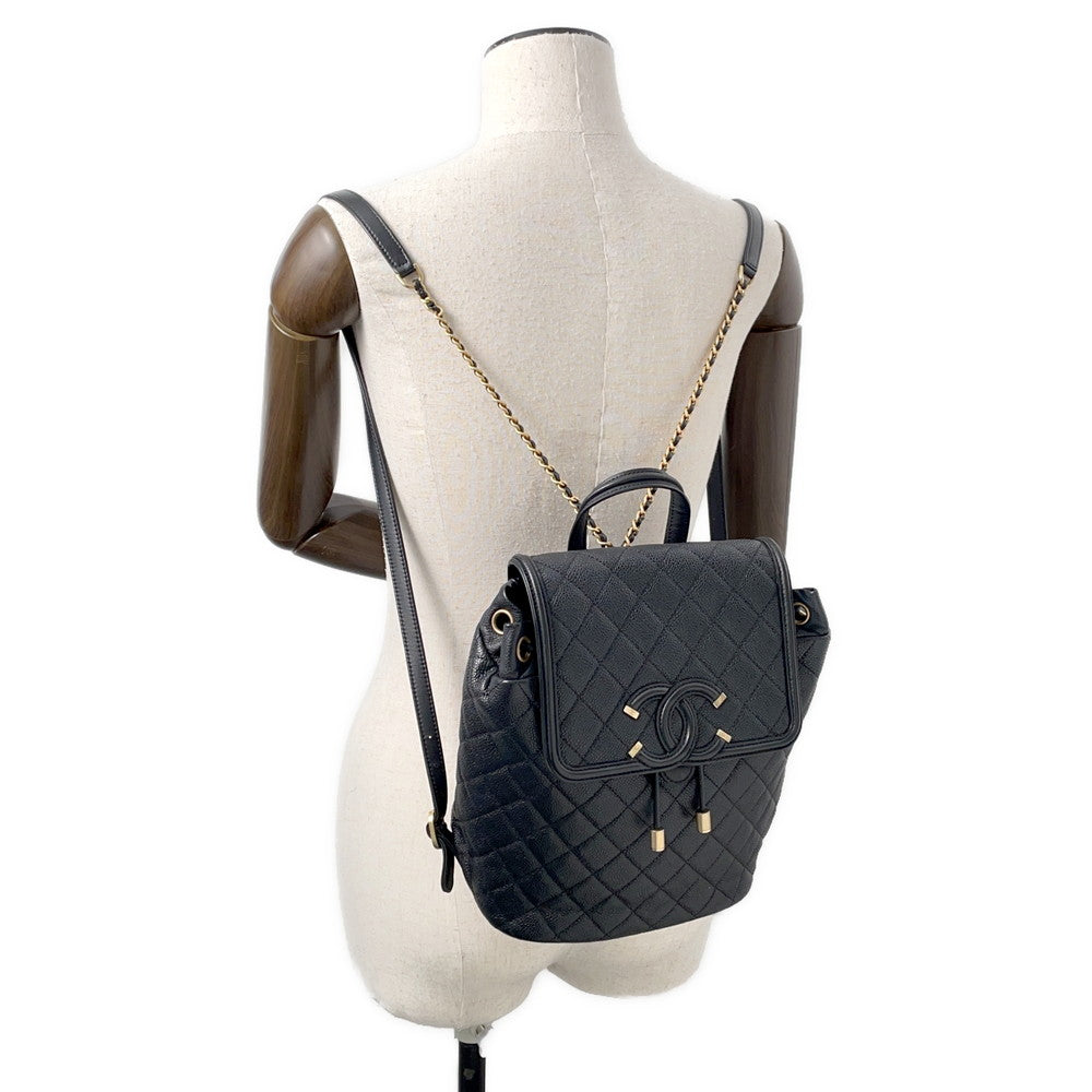 CHANEL CCFiligree Backpack BlackA57090 Caviar Leather