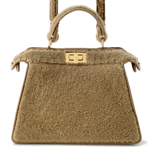 FENDI Peekaboo Icy You Brown8BN327 Mouton Size Small