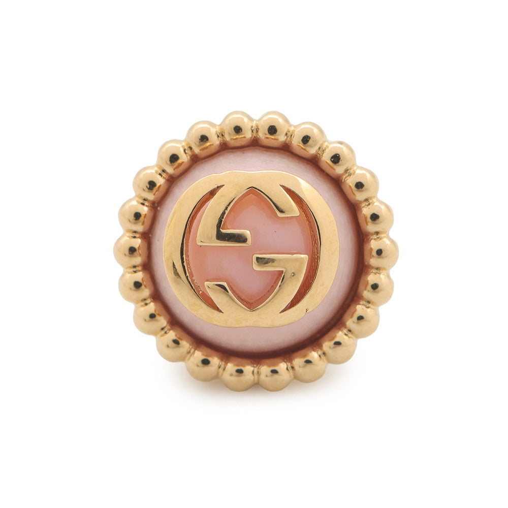 GUCCI ?Interlocking G 2-way single earrings Pink Metal Rhinestone