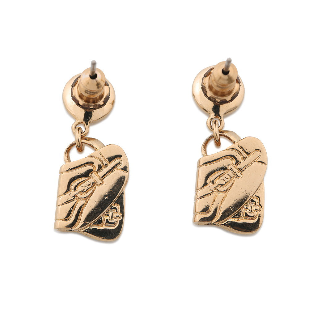 Dior ?Saddlebag motif earrings Gold Metal