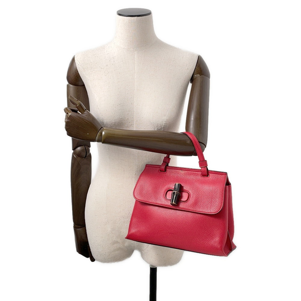 GUCCI ?Daily 2WAY Handbag Red370831 Bamboo Leather