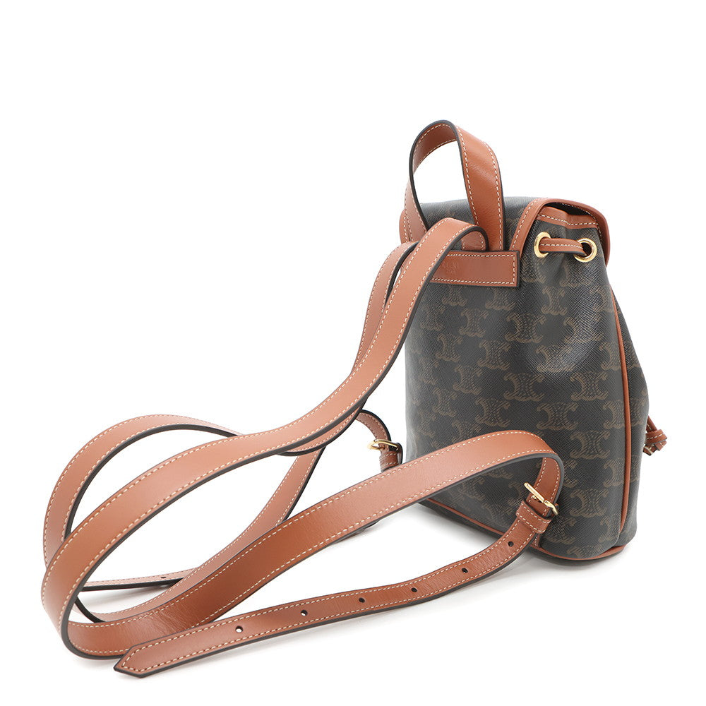 CELINE Triomphe Falco Backpack Tan197662 PVC Calf Leather Size Mini