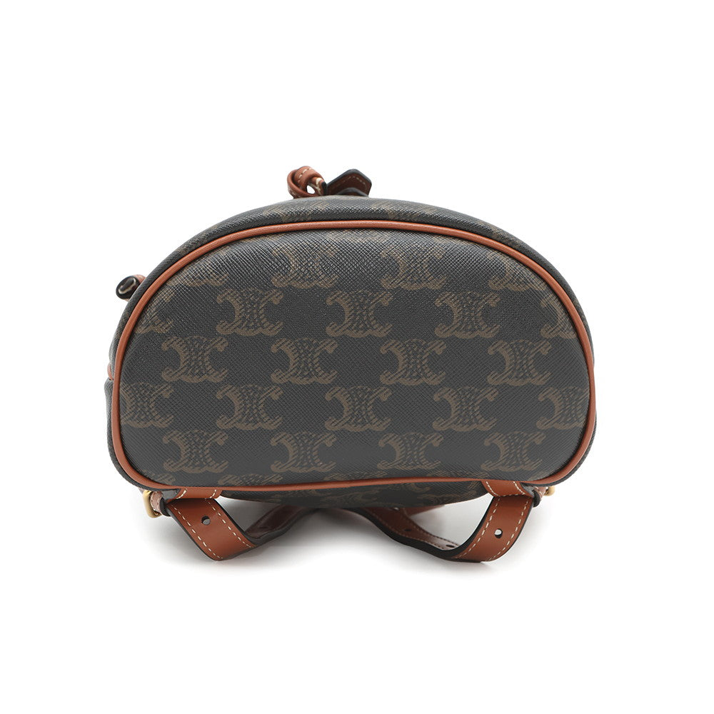 CELINE Triomphe Falco Backpack Tan197662 PVC Calf Leather Size Mini