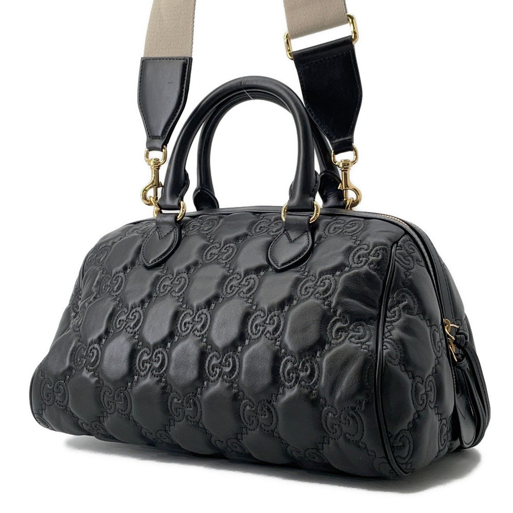 GUCCI ?GGMatelasse 2wayTravel Bag Black702242 Leather
