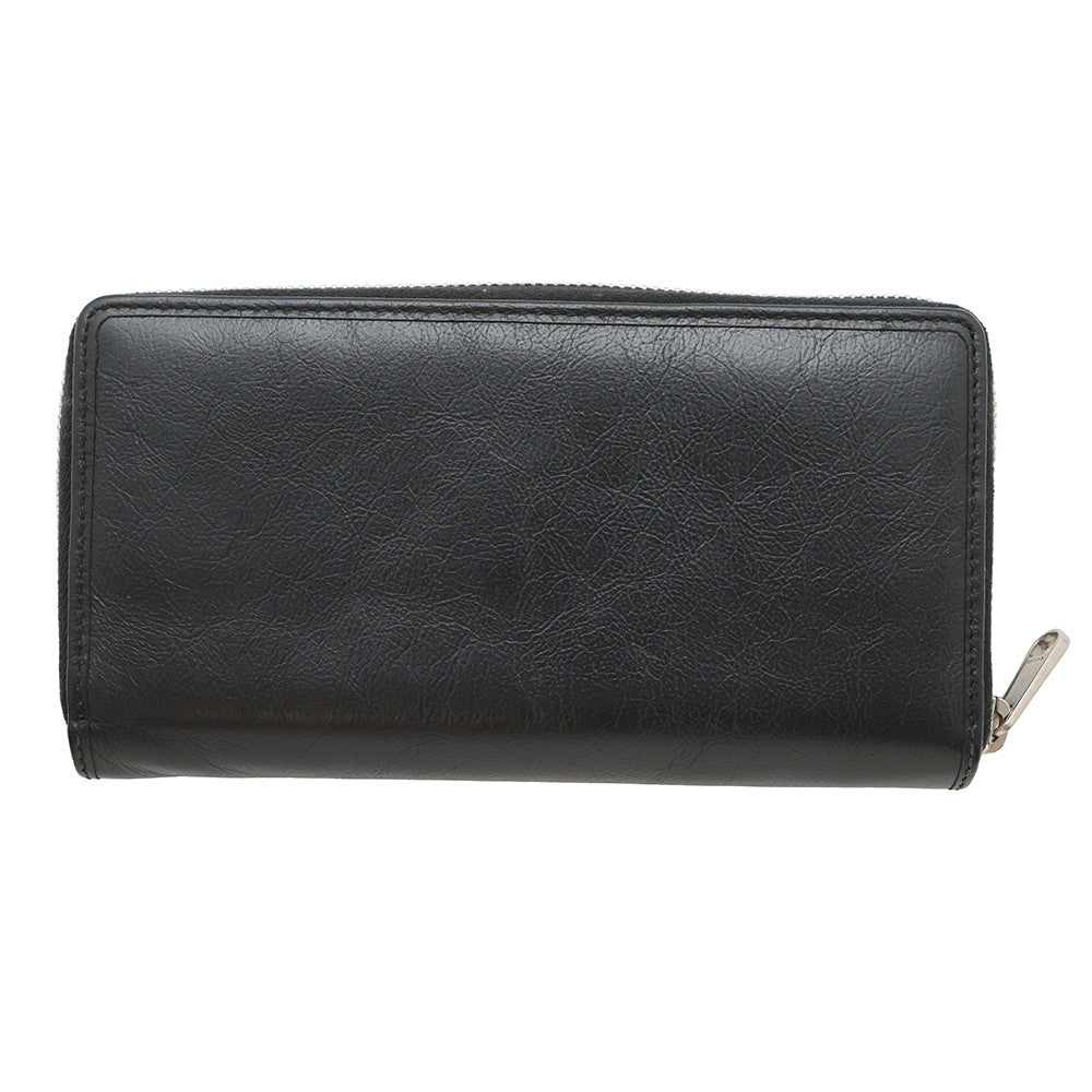 GUCCI ?Interlocking G Zip Around Long Wallet Black575988 Leather