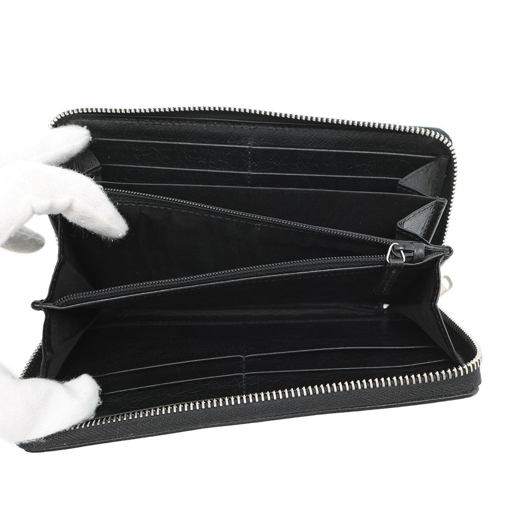 GUCCI ?Interlocking G Zip Around Long Wallet Black575988 Leather