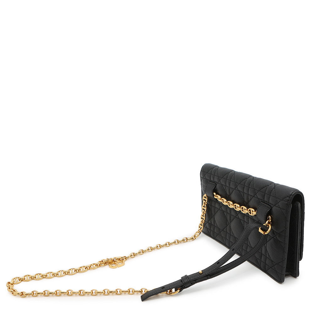 Dior ?Caro Cannage Chain Wallet BlackS5134UWHC_M900 Leather