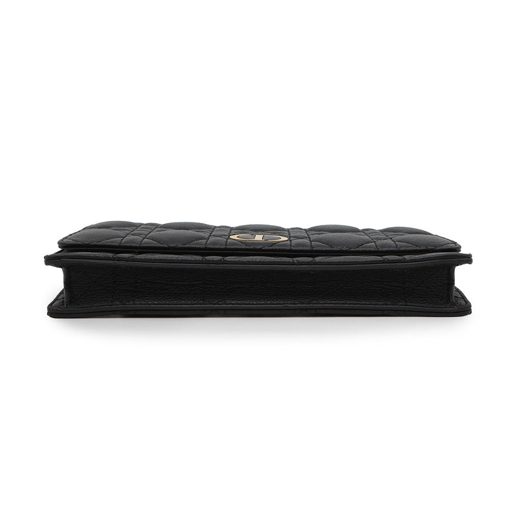 Dior ?Caro Cannage Chain Wallet BlackS5134UWHC_M900 Leather