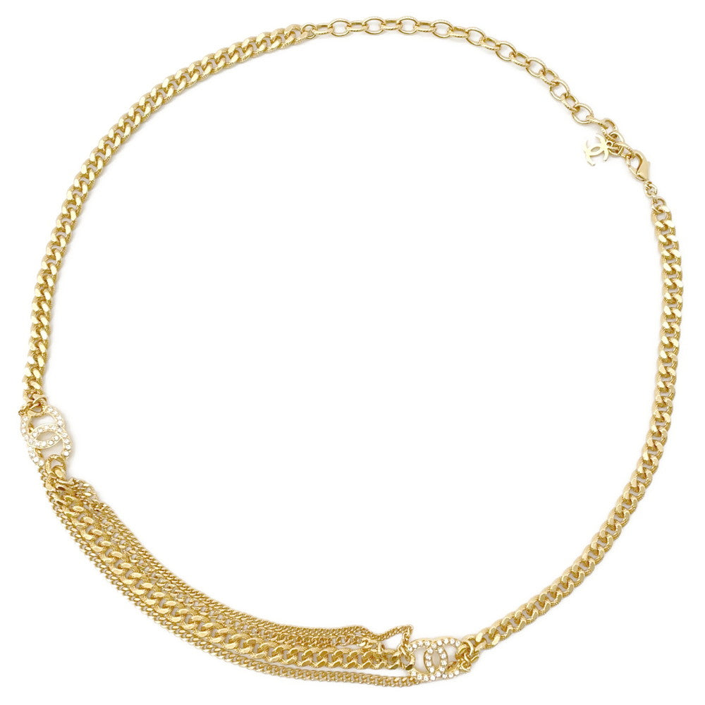 CHANEL CC Logo Rhinestone ChainBelt Gold Metal Rhinestone