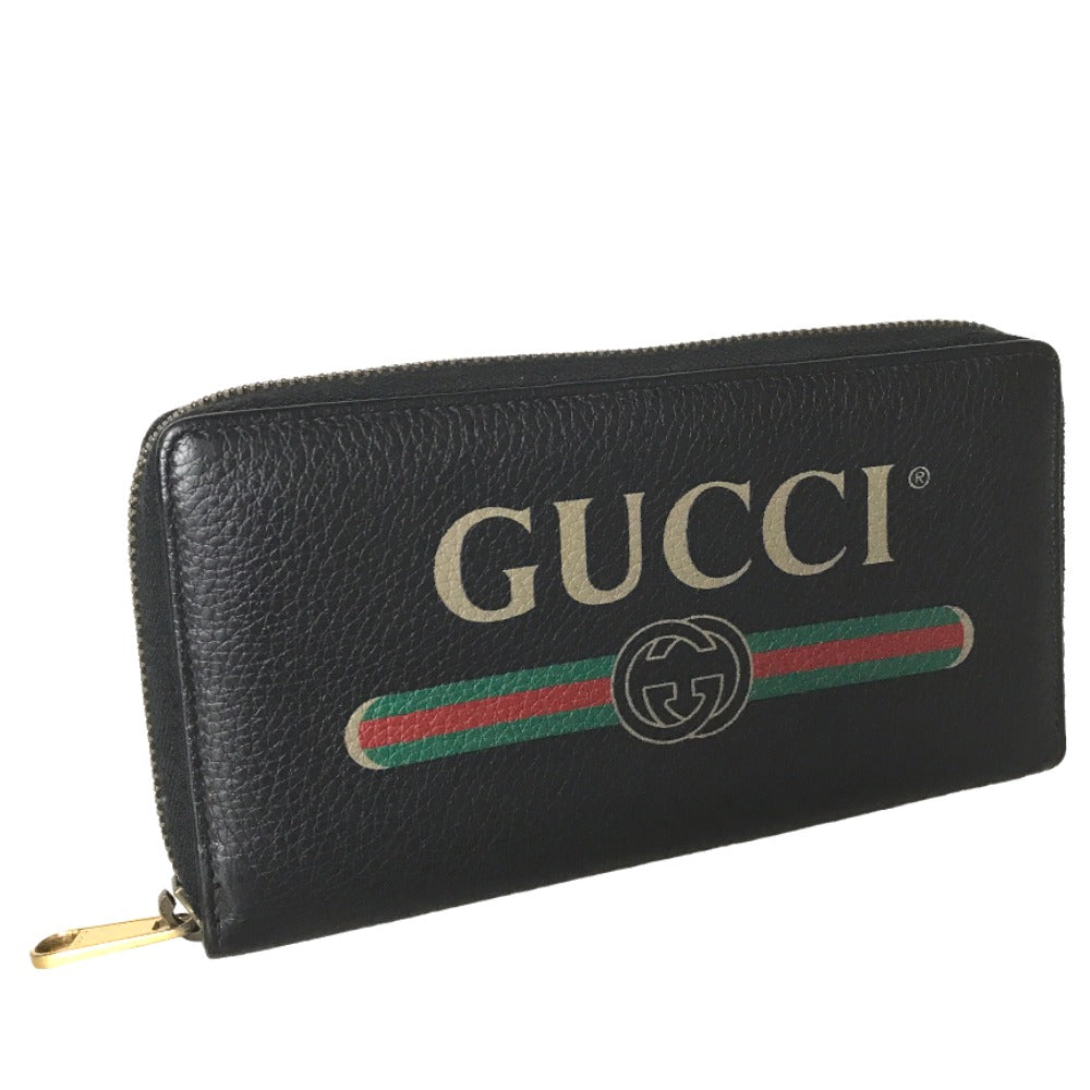 GUCCI Long Wallet Purse 496317 0959 leather black Round zip Sherry line mens(Unisex)