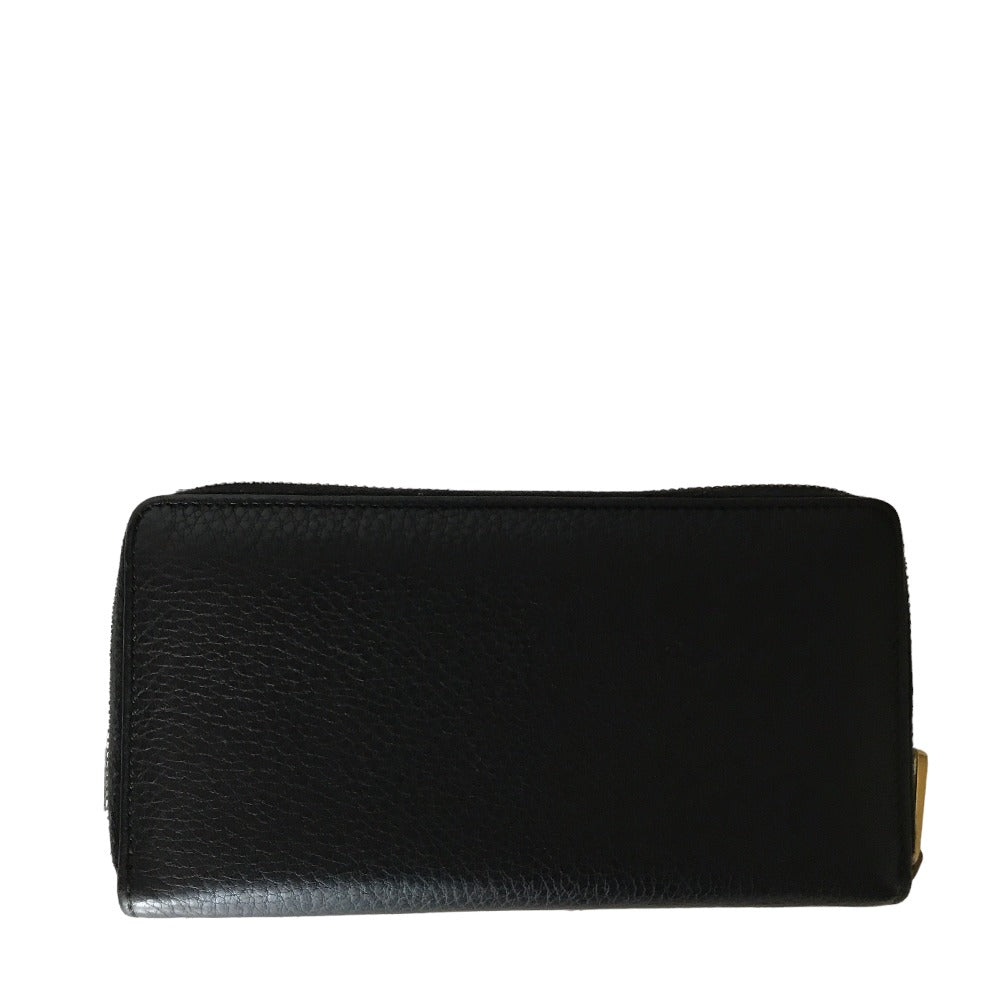 GUCCI Long Wallet Purse 496317 0959 leather black Round zip Sherry line mens(Unisex)