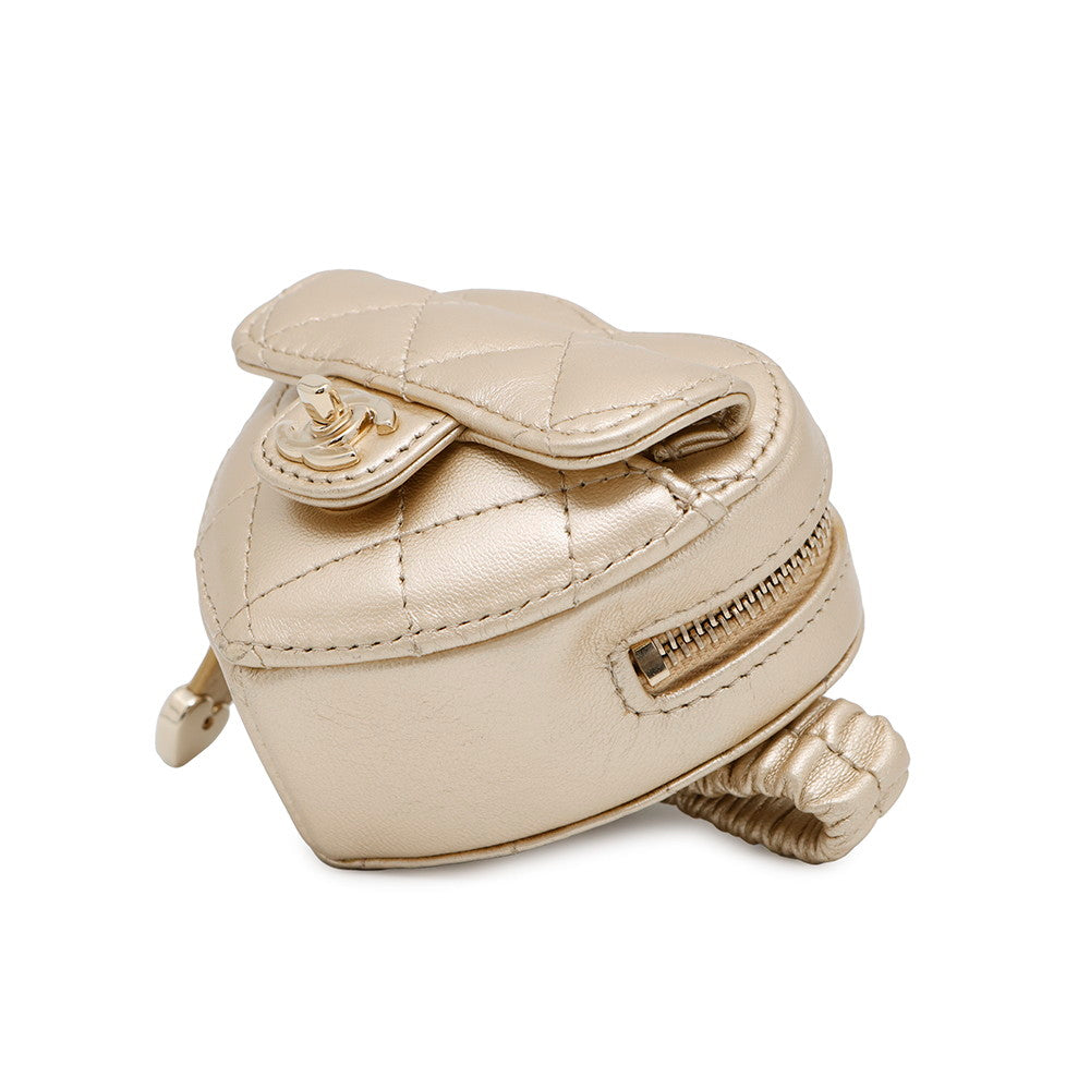 CHANEL Heart-shaped arm coin purse GoldAP2786 Lambskin