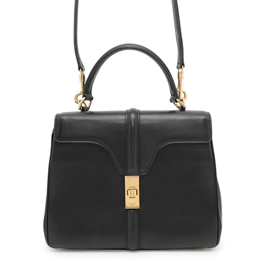 CELINE 16 SEISE 2WAY Handbag Black188003 Calf Leather Size Small