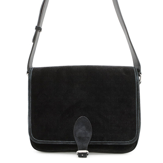 SAINT LAURENT PARIS ?Logo messenger bag Black688253 Velvet Leather