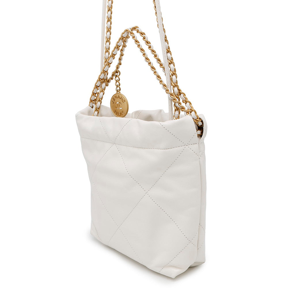 CHANEL CHANEL22 ChainShoulder Bag WhiteAS3980 Shiny Calf Leather Size Mini
