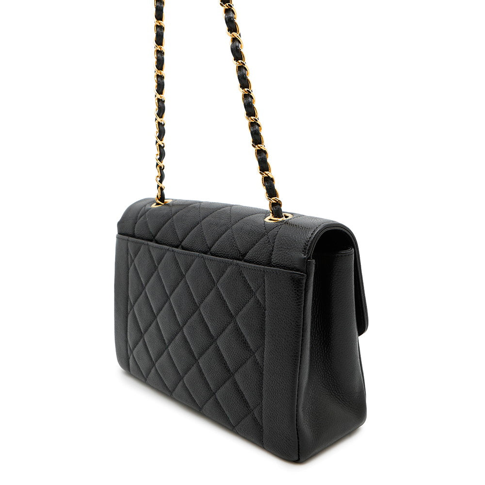 CHANEL Diana ChainShoulder Bag BlackA01165 Caviar Leather Size 25