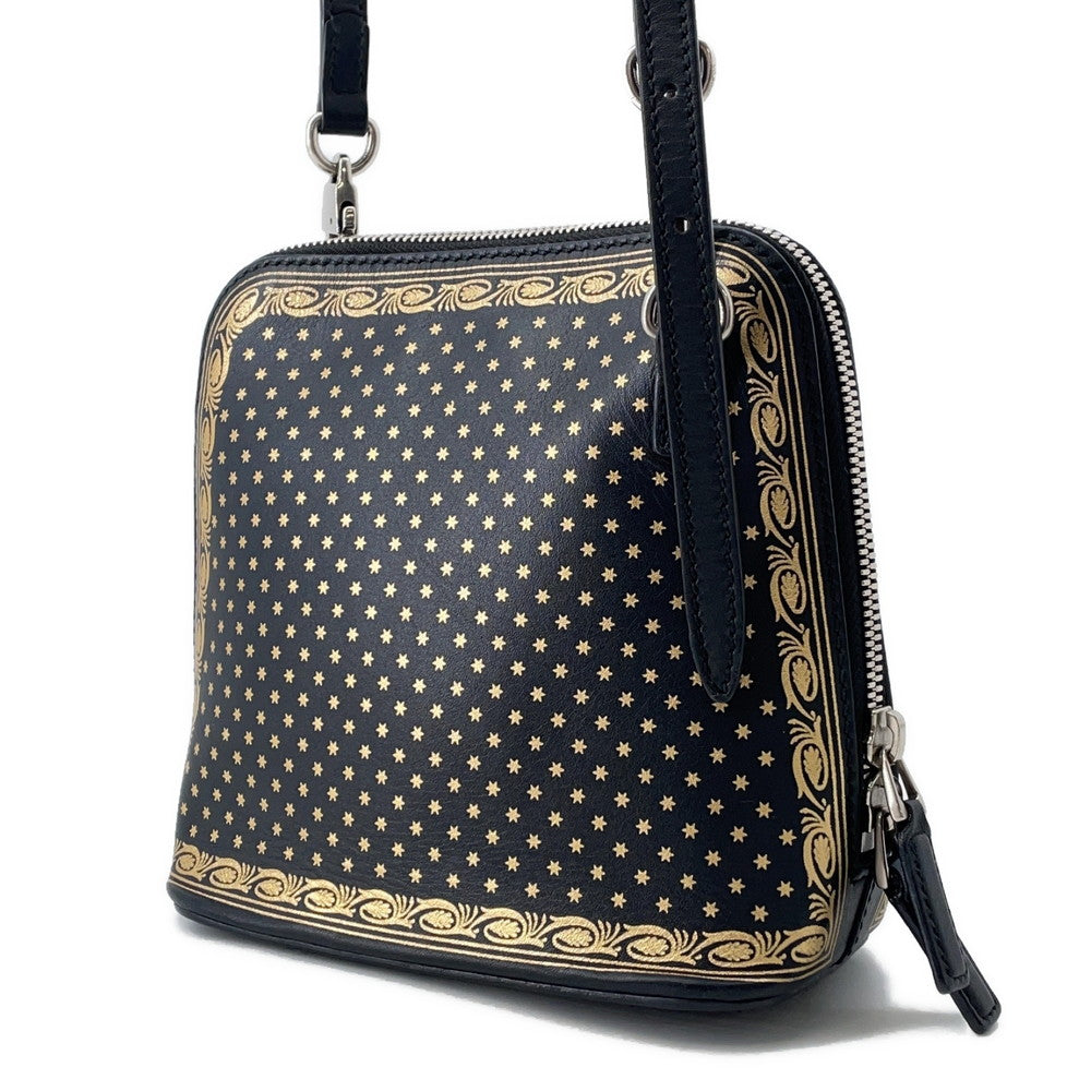 GUCCI ?GUCCY Print SEGA Collaboration Mini Shoulder Bag Black/Gold511189 Leather