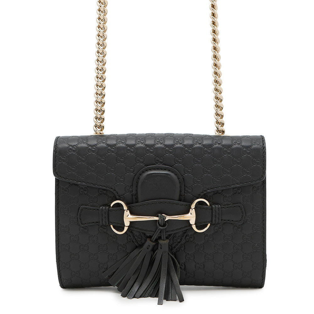 GUCCI ?Emily MicroGuccissima Chainshoulder Bag Black449636 Leather