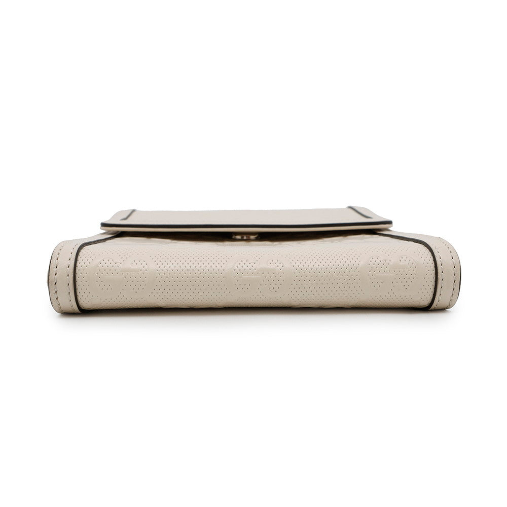 GUCCI ?GG embossed messenger bag White625782 Leather