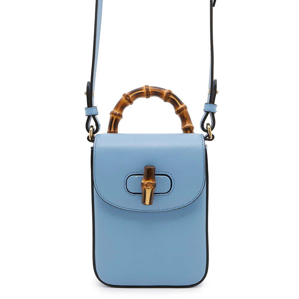 GUCCI ?3WAYShoulder Bag Light Blue702106 Bamboo Leather