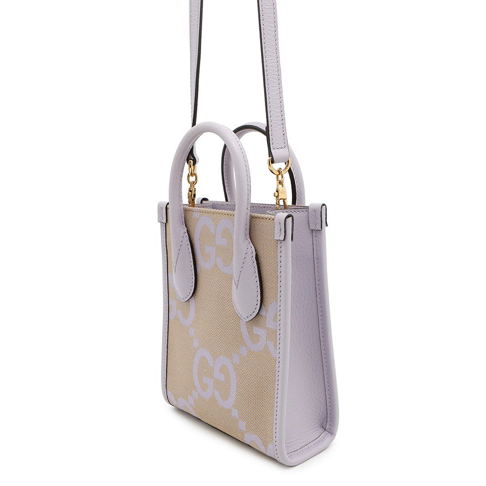 GUCCI ?Jumbo GG 2WAY Shoulder Bag Beige/Purple671623 Canvas Leather