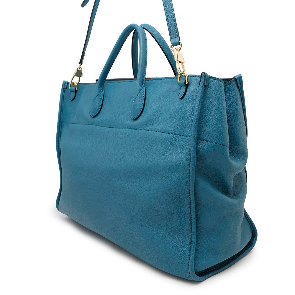 GUCCI ?Logo Large Tote Bag Light Blue674837 Leather