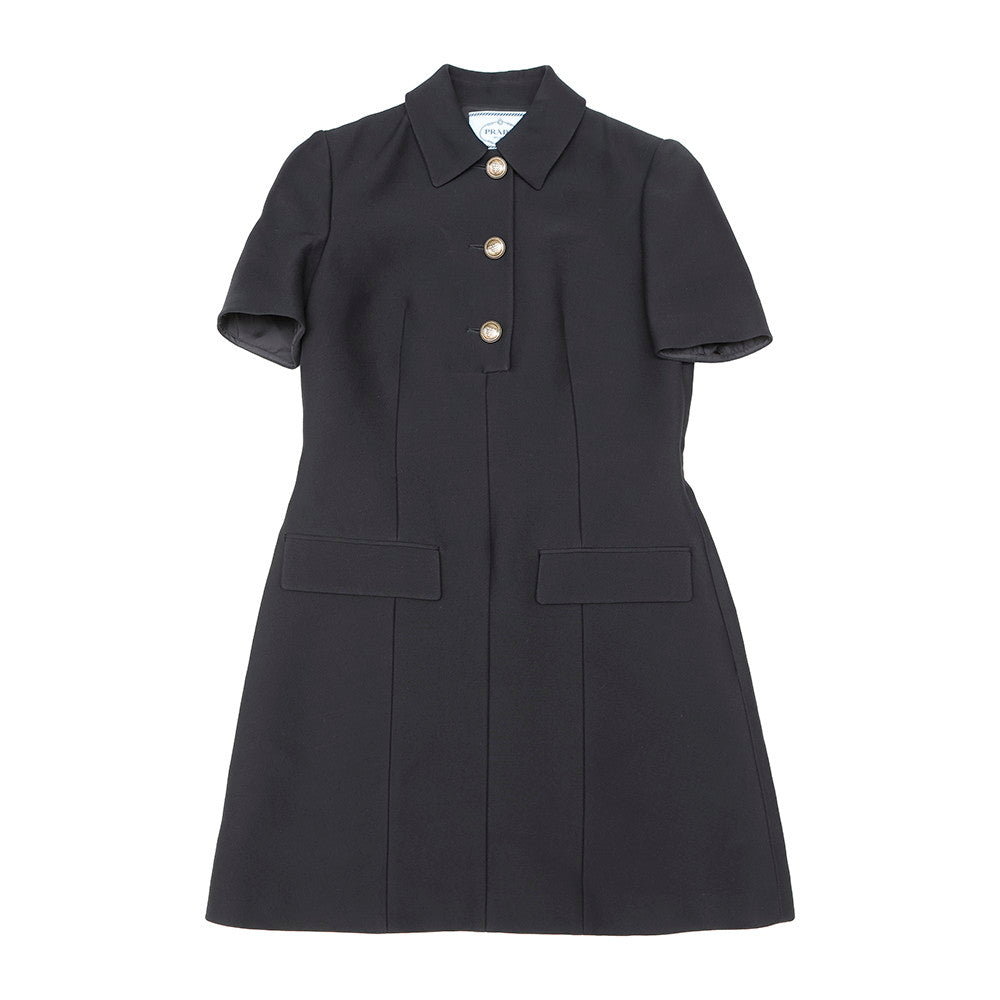 PRADA ? Tricotine mini dress Size 36 BlackP3O04 Wool 76% Silk24%