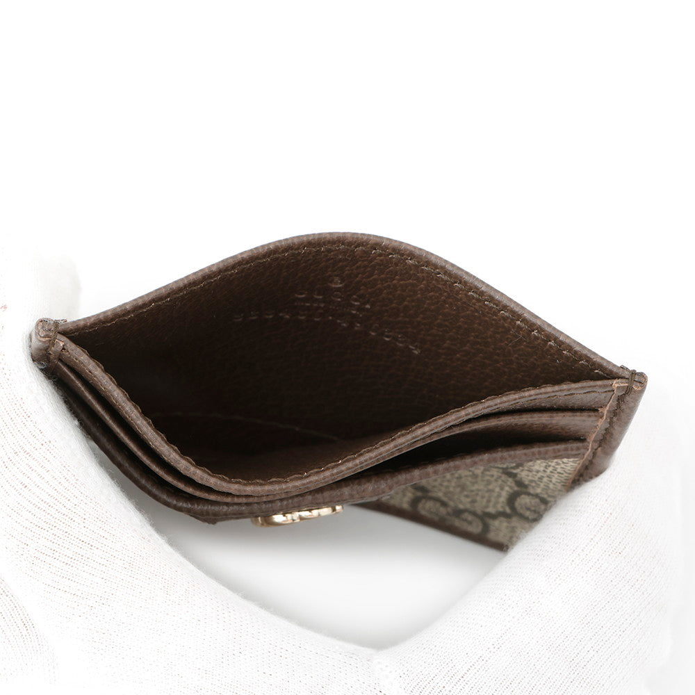 GUCCI ?GG Supreme Offdia Card Case Brown/Beige838486 Leather/PVC