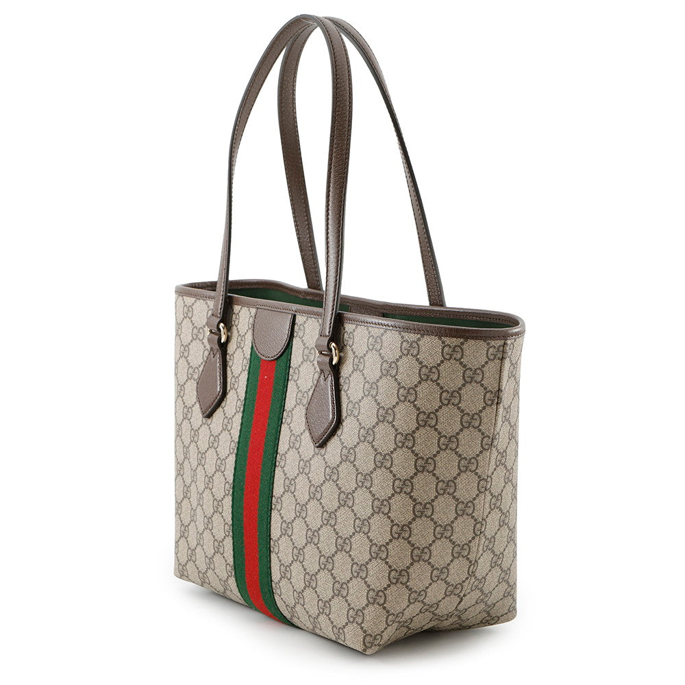 GUCCI ?Double G Tote Bag Beige/Brown836831 Leather PVC Size Medium