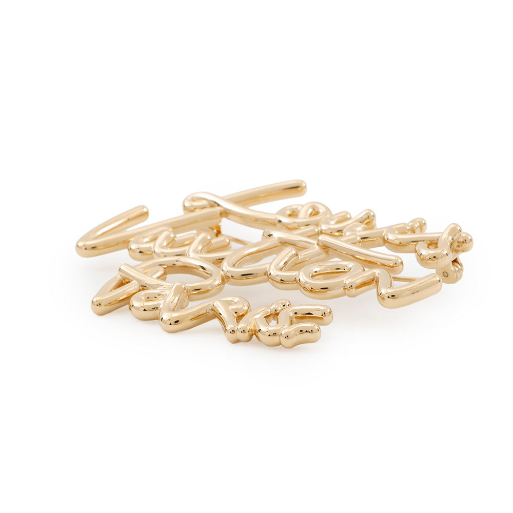 LOUIS VUITTON Brooch・LV Script GoldM03098 Metal
