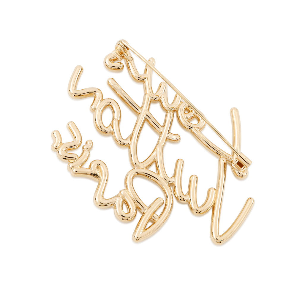LOUIS VUITTON Brooch・LV Script GoldM03098 Metal